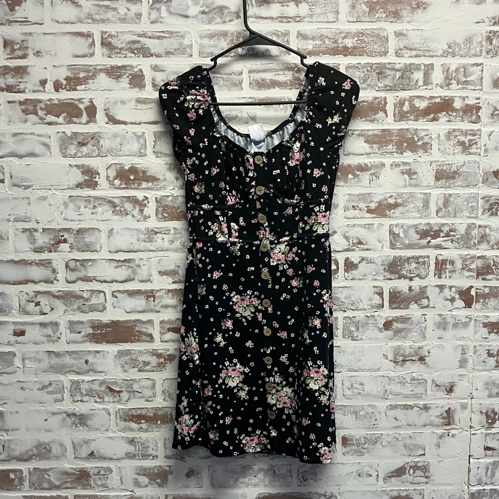 No Boundaries Black Floral Mini Dress